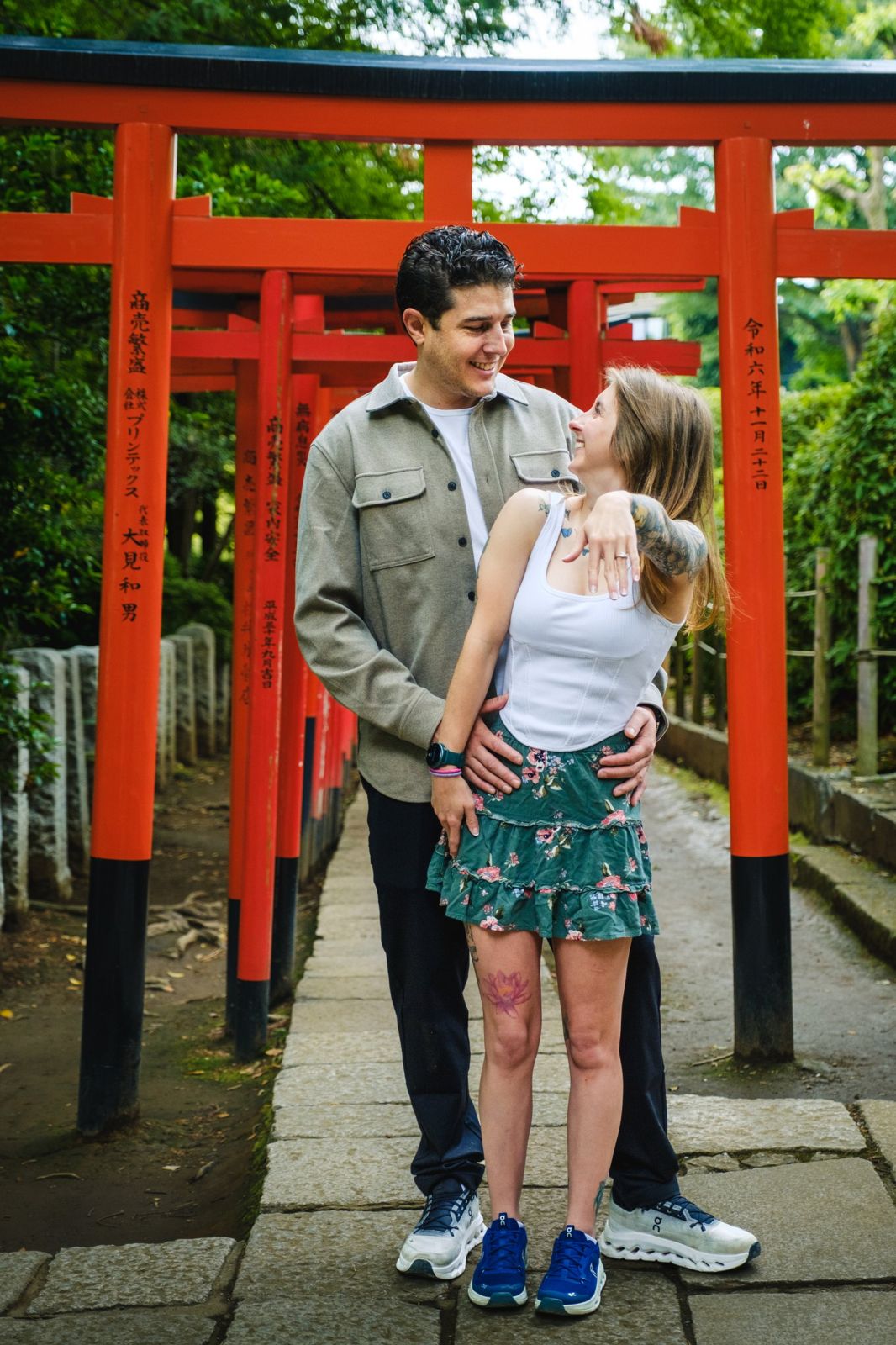 Maddie and Matt beneath the torii gates