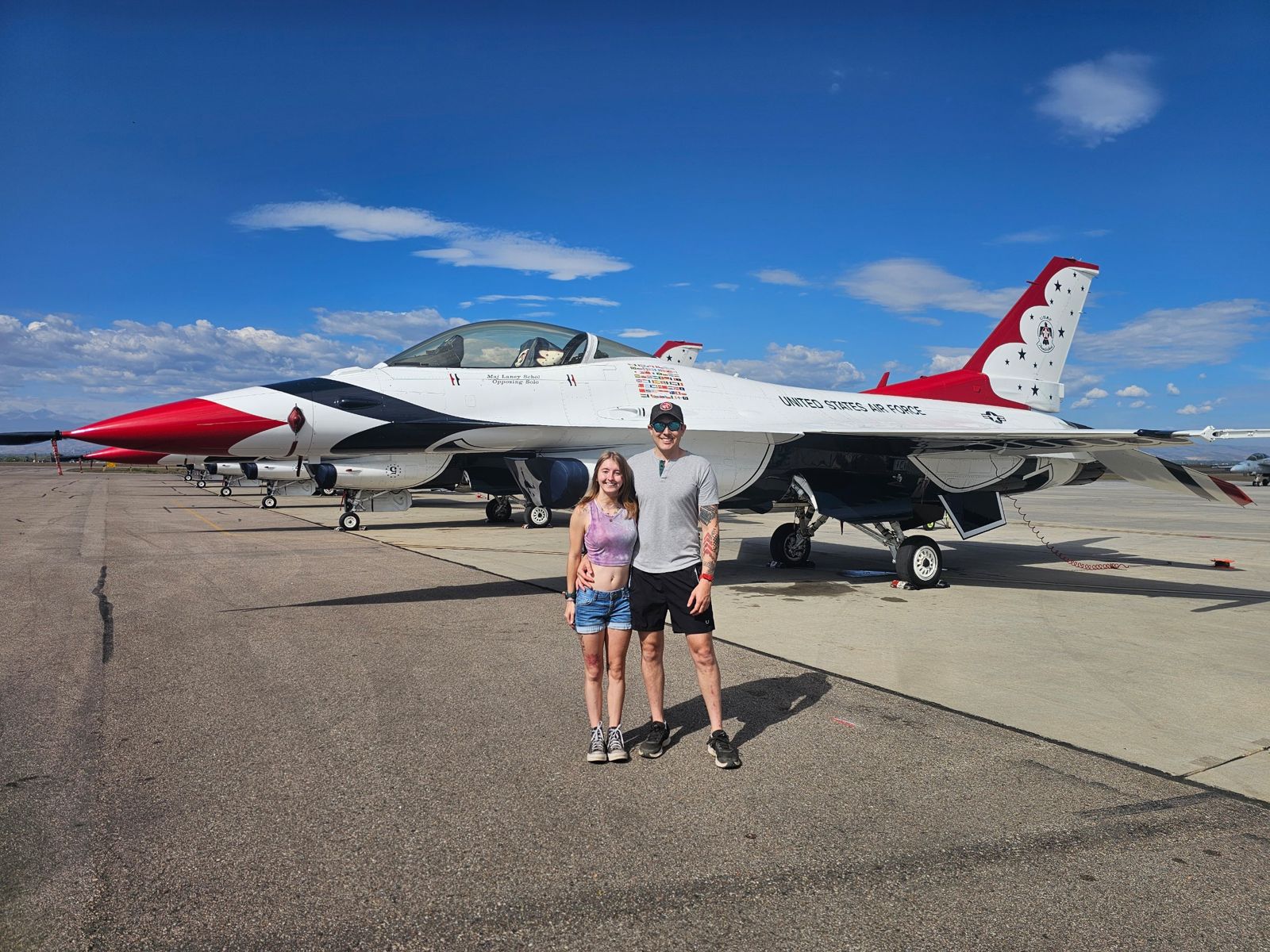 In front of a Thunderbirds jet