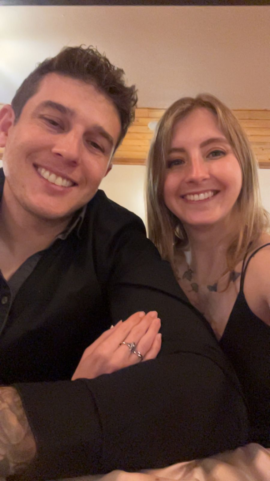 Selfie showing the engagement ring